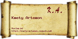 Kmety Artemon névjegykártya